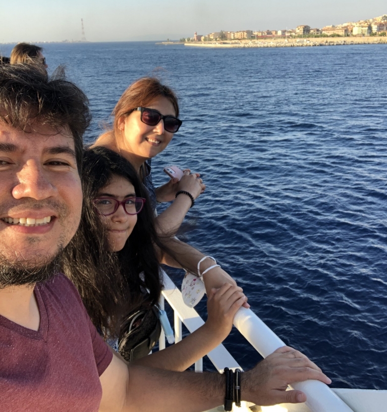 Gustavo's family on the Messina Strait