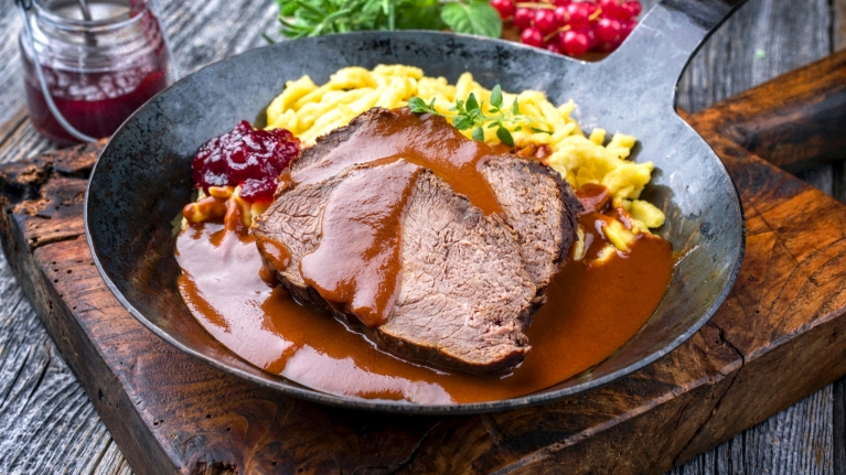 germany-sauerbraten-beef-speatzle-cranberry-sauce