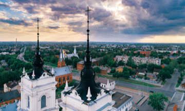 Aerial view above Martin Luther Cathedral