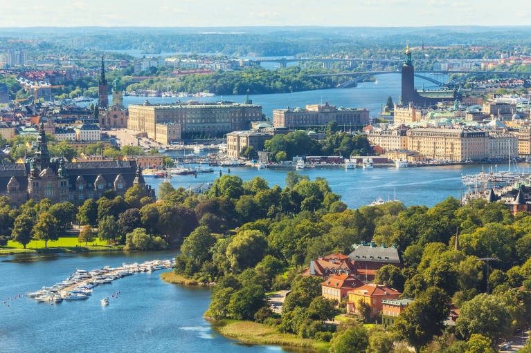 Vista de las islas de Estocolmo en verano
