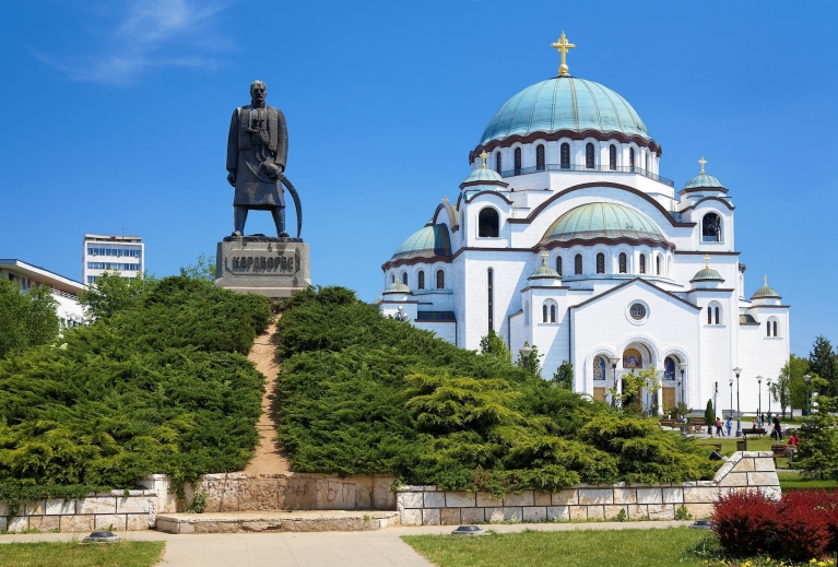 Vista della cattedrale di Santa Sava a Belgrado