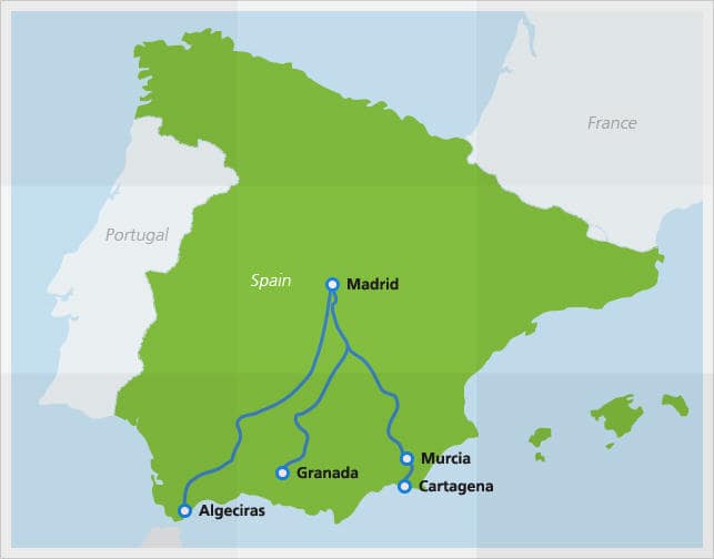 Karte mit Altaria-Strecken