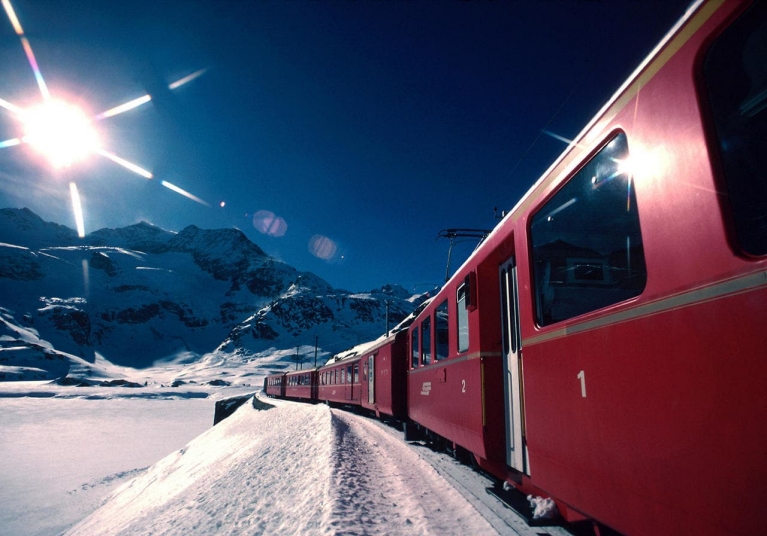 Bernina Express in snow