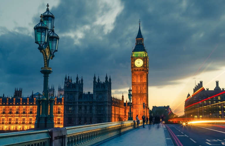 De Big Ben 's avonds, Londen