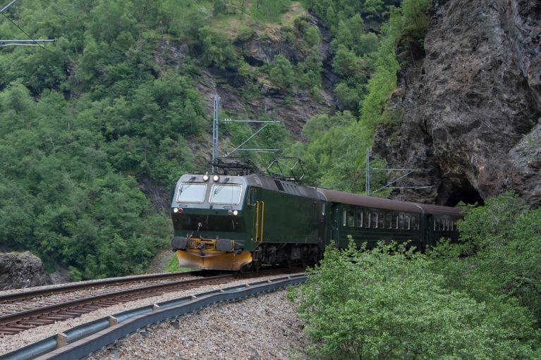 Flam Railway coming out of tunnel