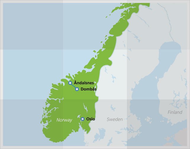Kaart met route van Rauma Line