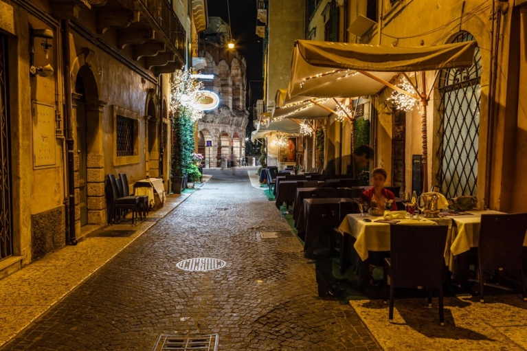 Sidewalk of piazza bra in verona veneto