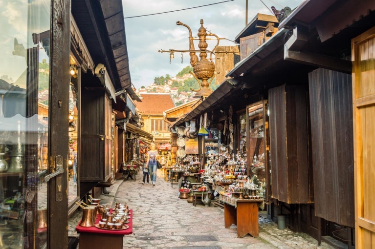 Calle del bazar de Sarajevo, Bosnia-Herzegovina