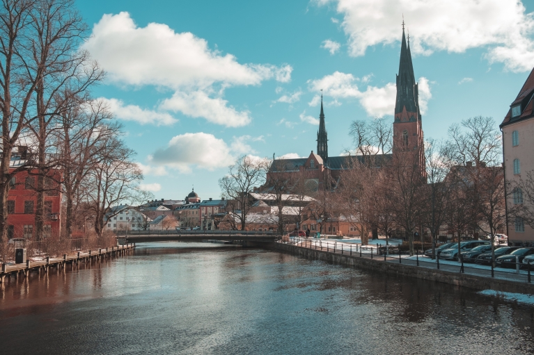 Uitzicht op de kathedraal van Uppsala