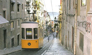 tram-in-lisbon-portugal-hilly-street