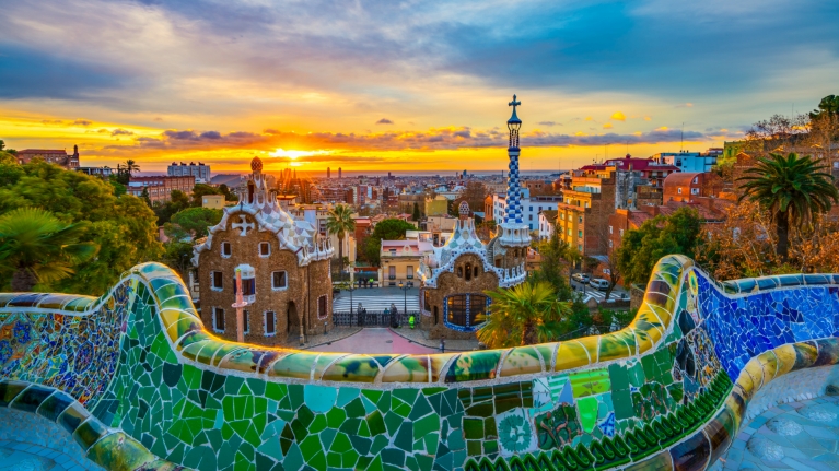 spain-barcelona-catalonia-park-guell-sunset
