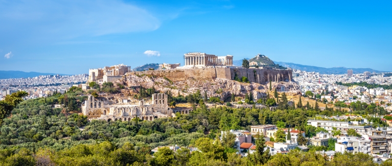 Blick auf die Acropolis mitten in Athen