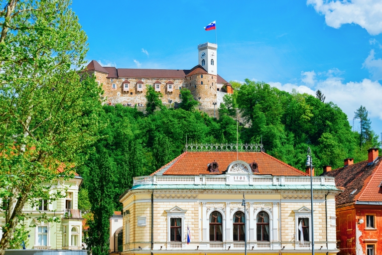 Kongressplatz und Burg Ljubljana