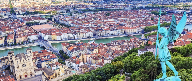 Blick auf die Stadt Lyon vom Fourvière-Hügel