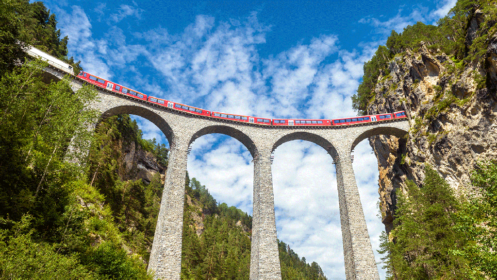 A train passes by the Mediterranean in France
