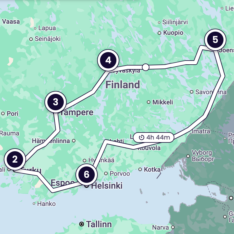 Une carte de l’itinéraire